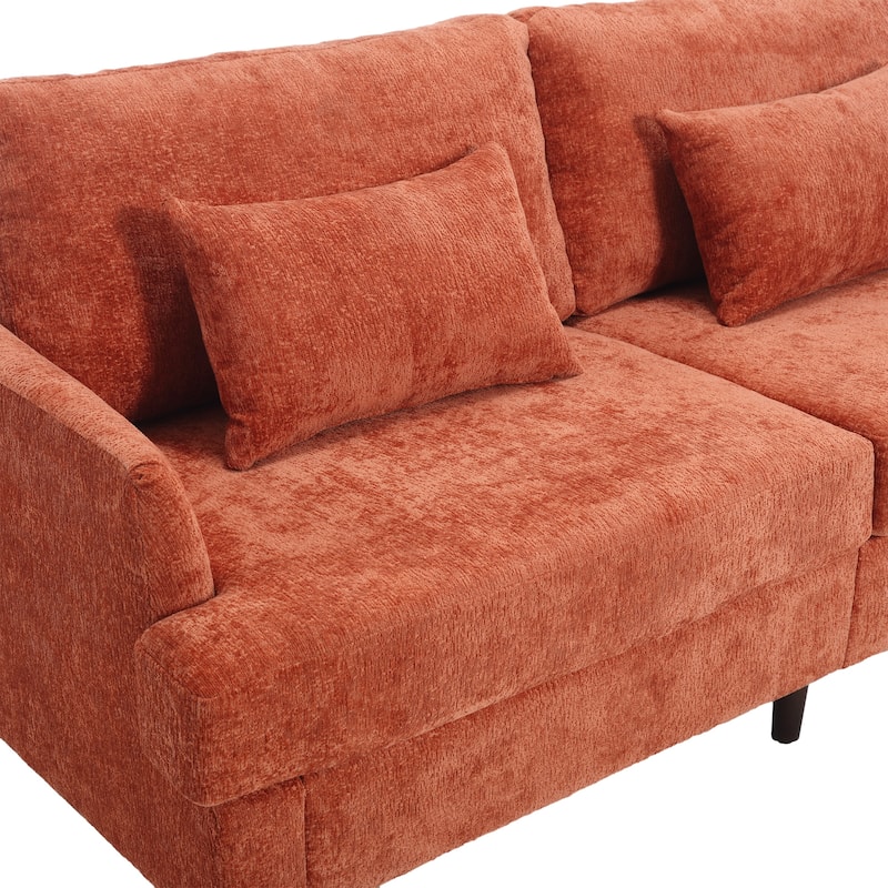 Chenille Fabric Loveseat Sofa, 2-Seater Sofa Couch with Extra Deep Seats, Upholstered Lounge Sofa with Wood Legs