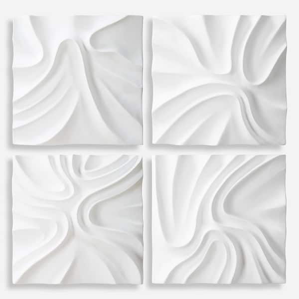 slide 2 of 6, Uttermost 04368 Snowdrift 15" x 15" Sculptural Wall Panels - Set of 4 White