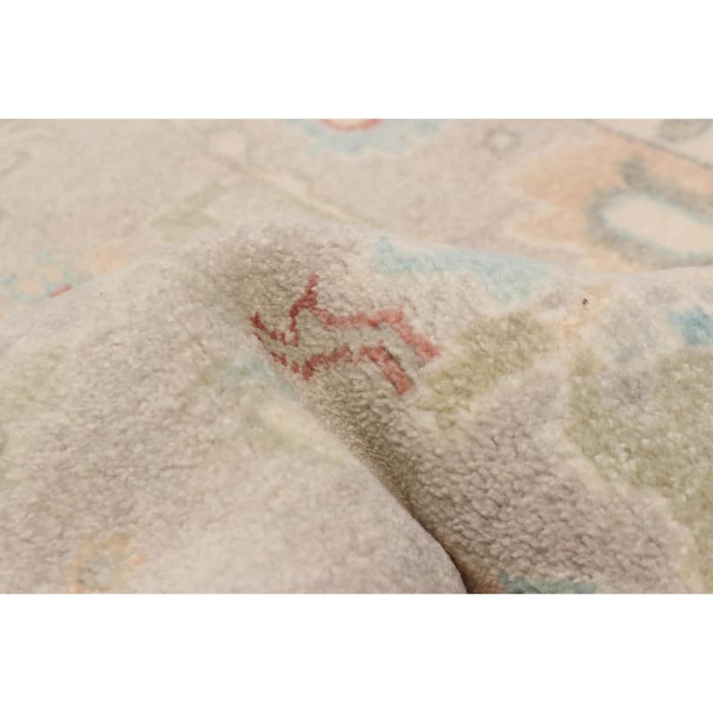 ECARPETGALLERY Hand-knotted Modern Oushak Light Grey Wool Rug - 2'11 x 8'1