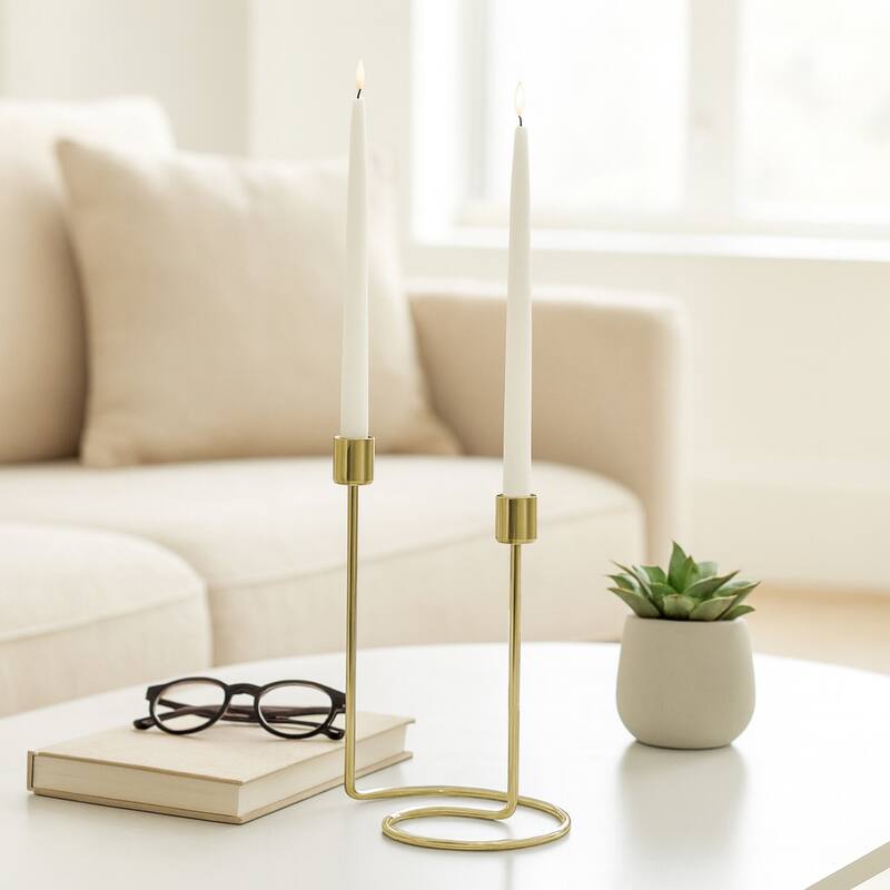 Metal Modern Swirl 2-Taper Candle Holder