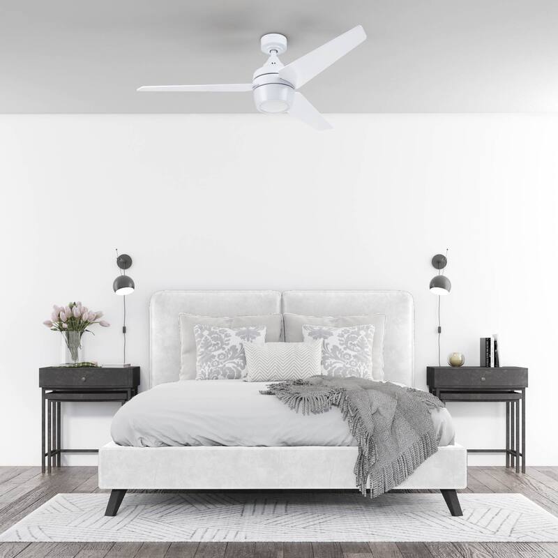 52" Honeywell Eamon Bright White Modern Indoor LED Ceiling Fan with Light, Remote Control