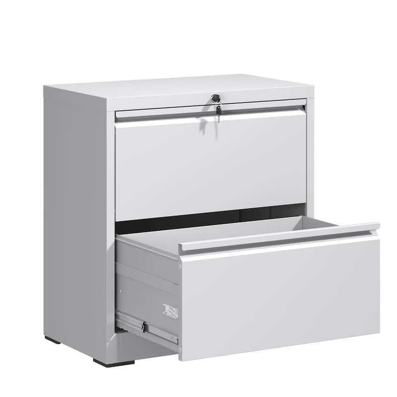 2 Drawer Lateral File Cabinet with Lock, Metal Lateral Filing Cabinet