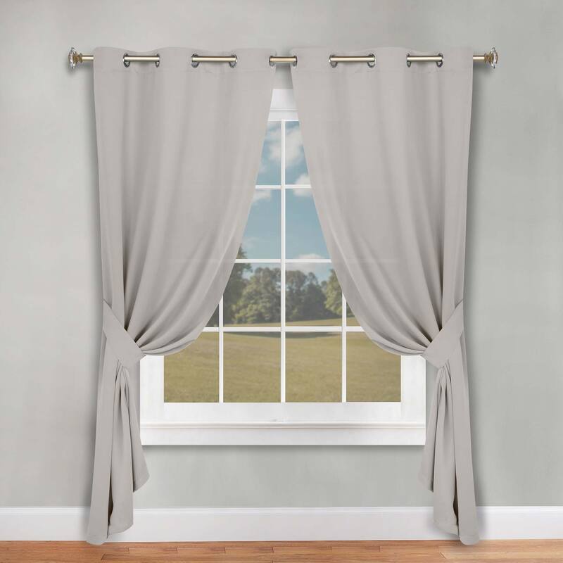 Superior Solid Machine Washable Room Darkening Grommet Blackout Curtains, Set of 2