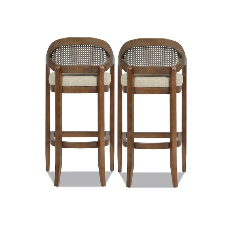 Americana Mid-Century Modern Rattan Cane Back Counter and Bar Stool