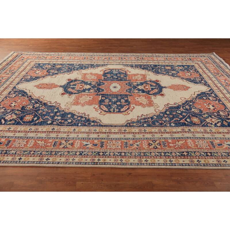 Heriz Serapi Oriental Rug Vegetable Dye Hand-Knotted Wool Carpet - 8'10"x 11'9"