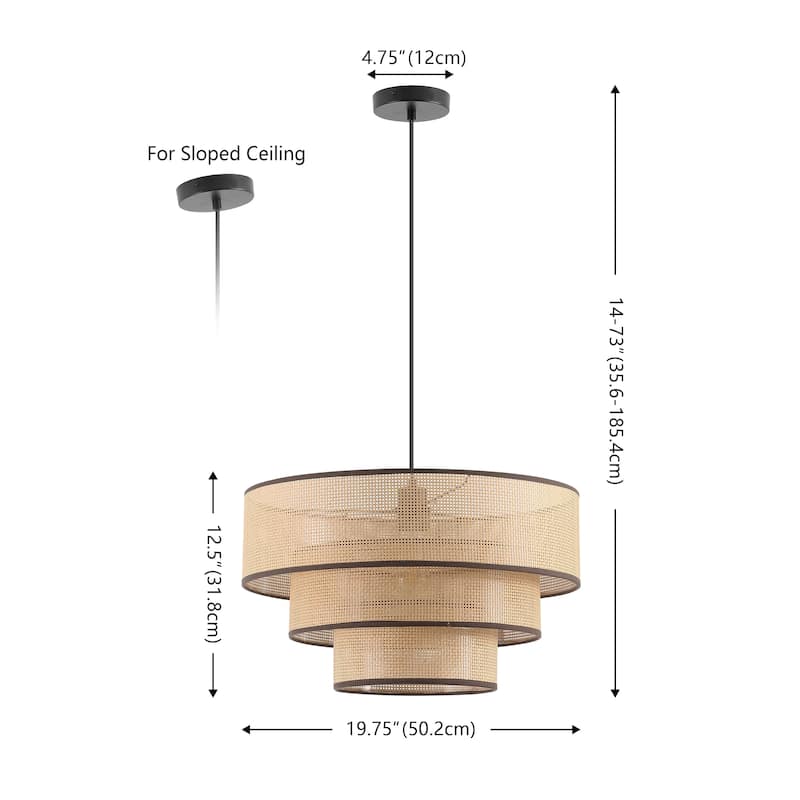 SAFAVIEH Malya 20-inch Rattan & Metal Pendant - 20"W x 20"D x 73"H