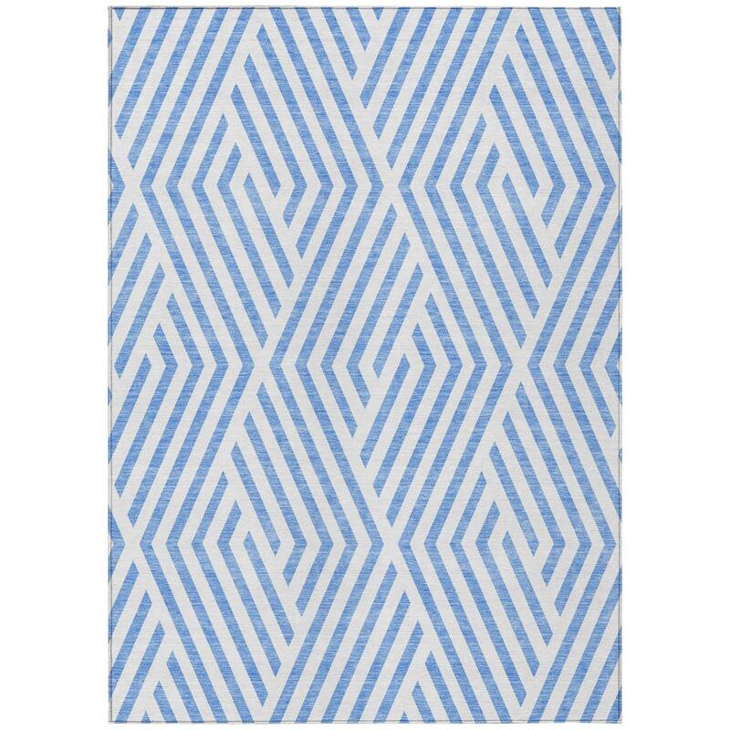 Machine Washable Indoor/ Outdoor Modern Diamonds Chantille Rug