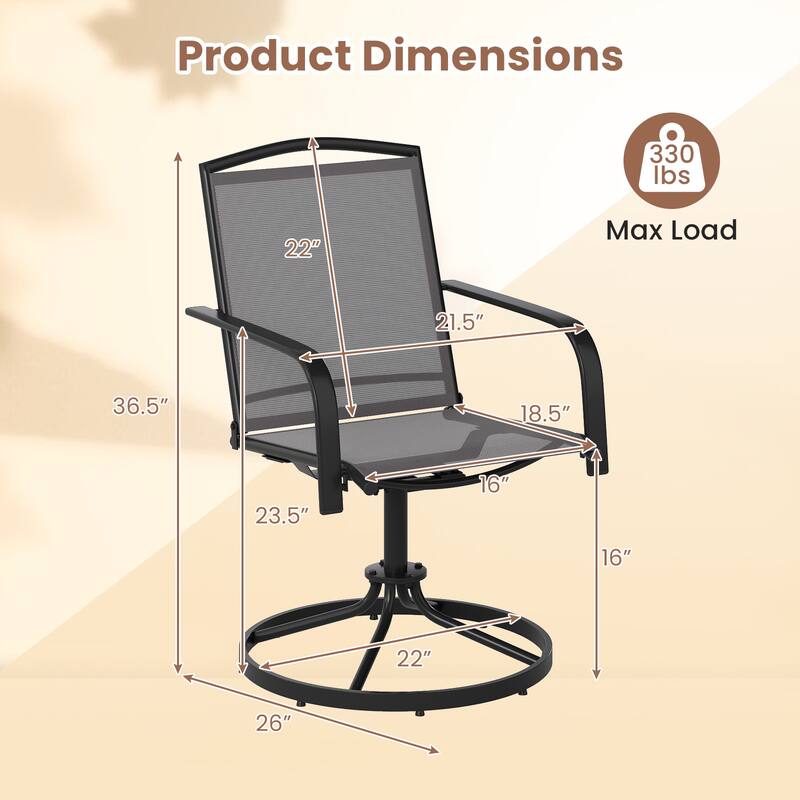 Gymax Patio Swivel Chairs Set of 4 w/ High Back & Round Metal Base for