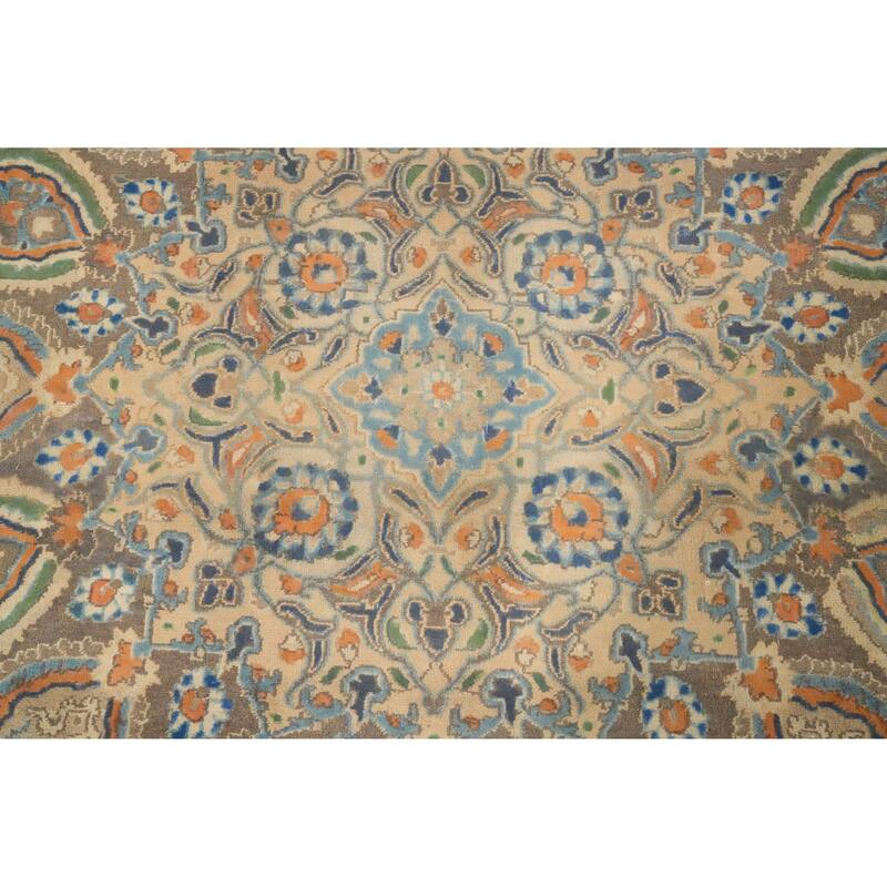 Hand Knotted Oriental 100% Wool Carpet Traditional Floral Greys & Charcoal Tabriz Area Rug - 11' 11'' X 9' 0''