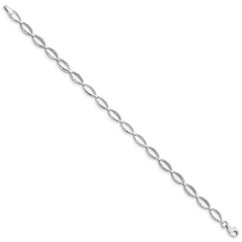 Curata 10k Yellow or White Gold 7.25" 5mm Textured Oval Links Bracelet