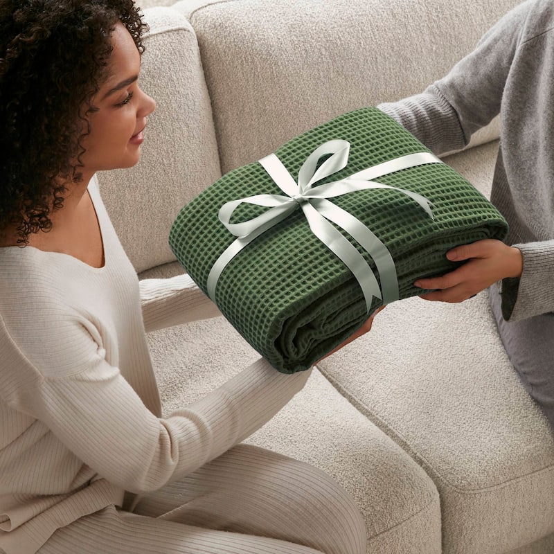 Madison Park Waffle Weave Cotton Blanket