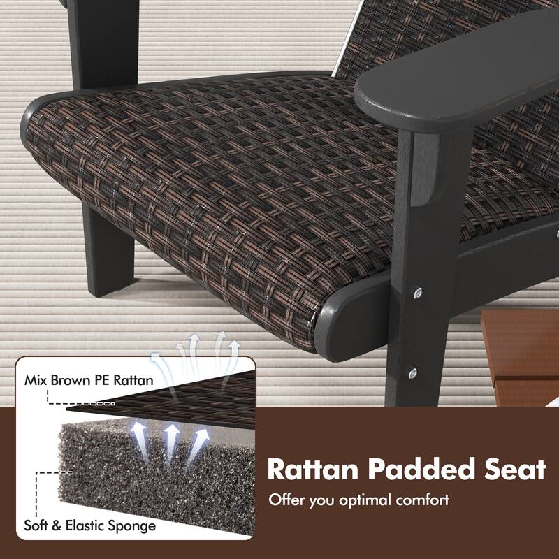 Gymax Set of 4 Adirondack Chair w/ Rattan Padded Seat & Back Wide