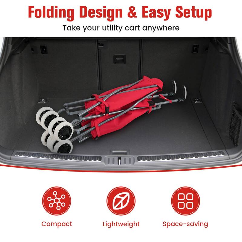 Costway Folding Shopping Cart Utility w/ Water-Resistant Removable