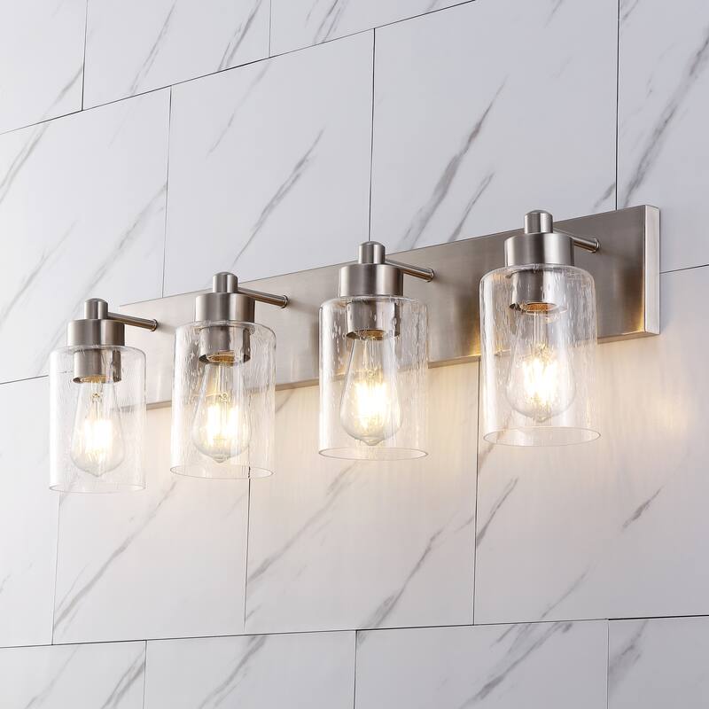 Lydia 3-Light Seeded Glass/Iron Modern Contemporary LED Vanity Light, by JONATHAN Y - 4-Light
