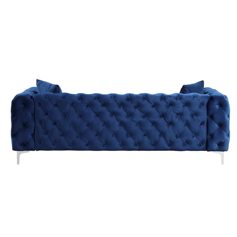 Morden Fort Modern Velvet Sofa with Button Tufted,Solid Wood Frame and Iron Legs