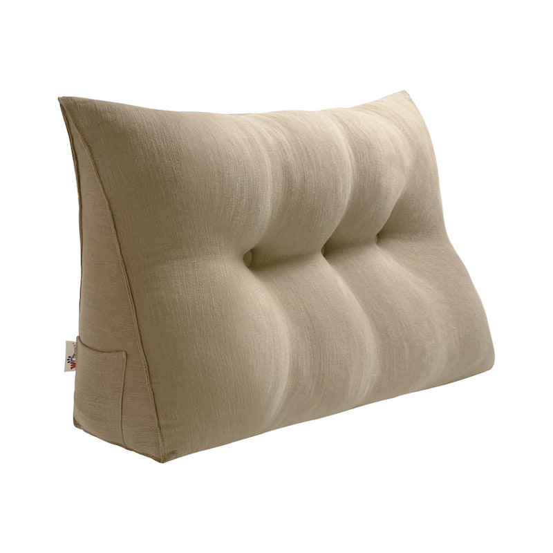WOWMAX Bed Rest Wedge Reading Pillow Headboard Back Support Cushion - Twin - Ramie Camel