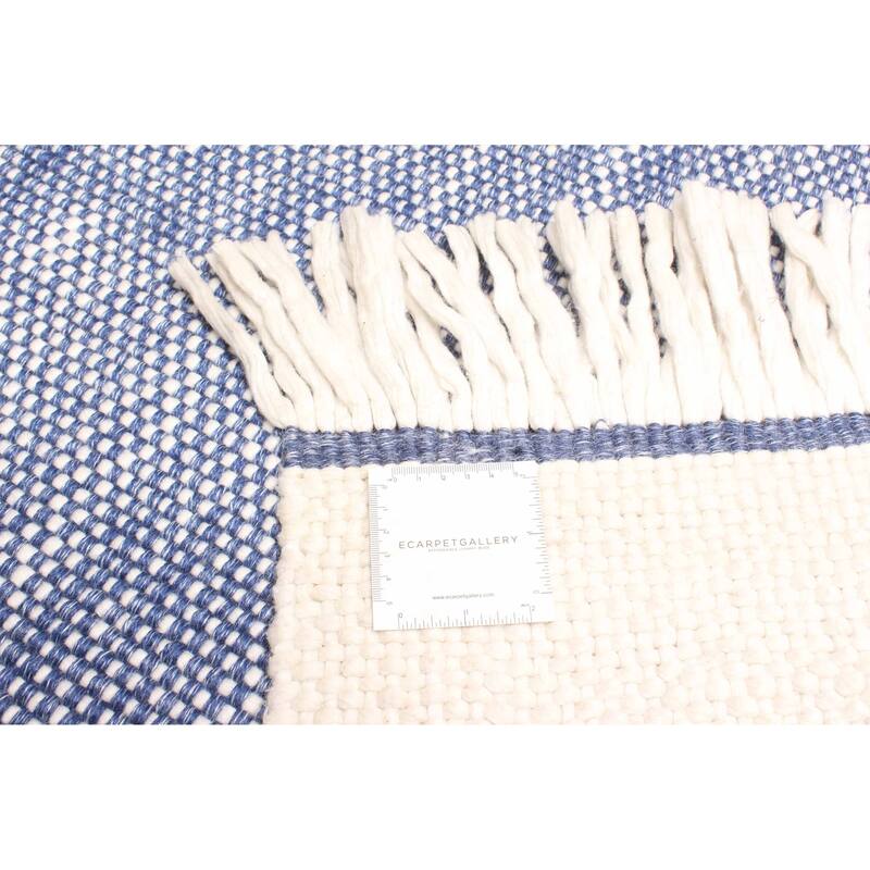 ECARPETGALLERY Braid weave Sienna Blue Wool Rug - 5'2 x 7'6