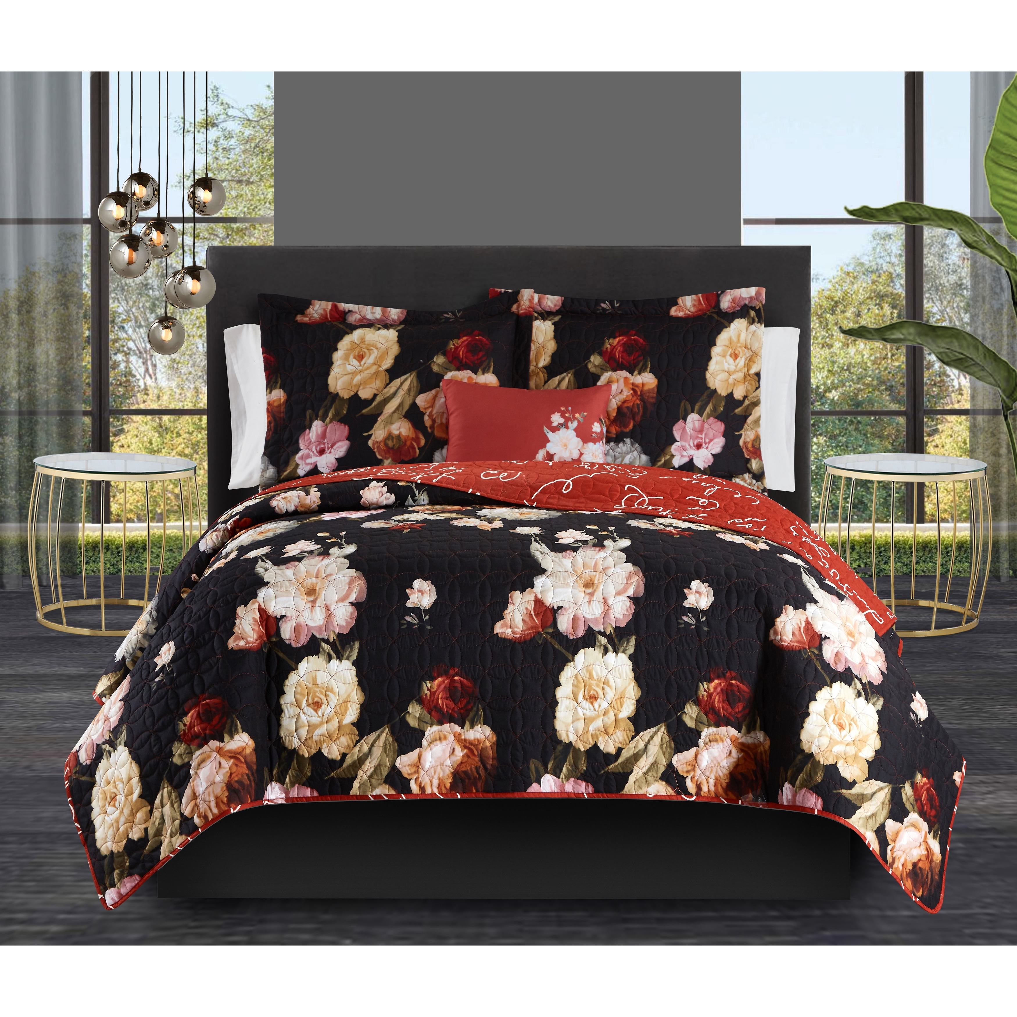 Black floral 2025 blanket