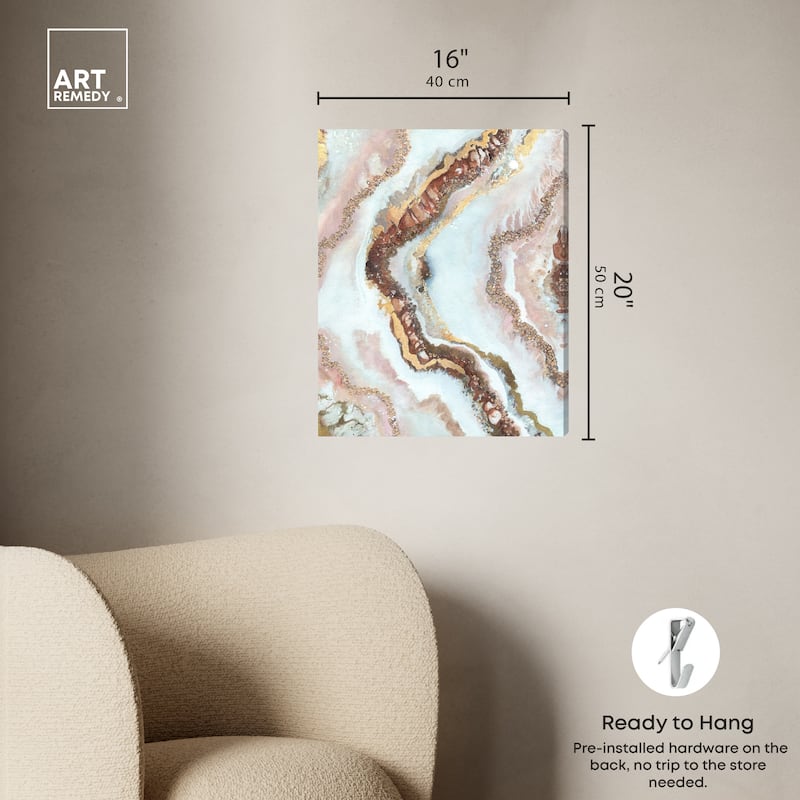 Art Remedy Blush Geode Gallery Wrapped Mineral, Agate & Geode 1 Piece Canvas Wall Art