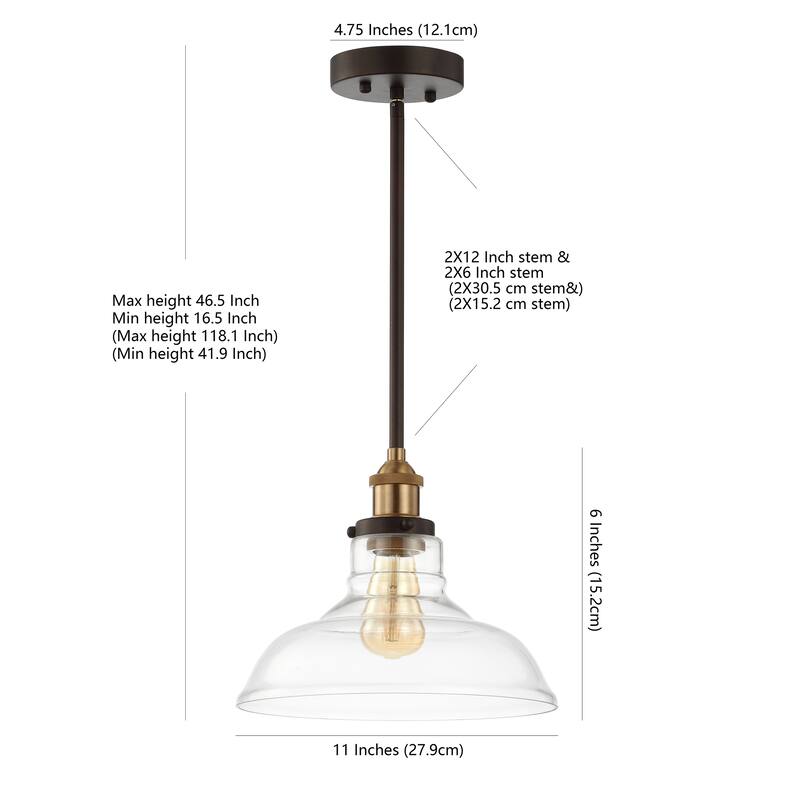 SAFAVIEH Lighting Gemma Adjustable 1-Light Led Dark Grey Pendant - 11" W x 11" D x 16.5-46.5" H