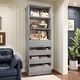 preview thumbnail 33 of 34, 80'' H x 21.3'' W Wood Standard Bookcase with 4 Drawers,Morden Freestanding Storage and Display Bookshelf