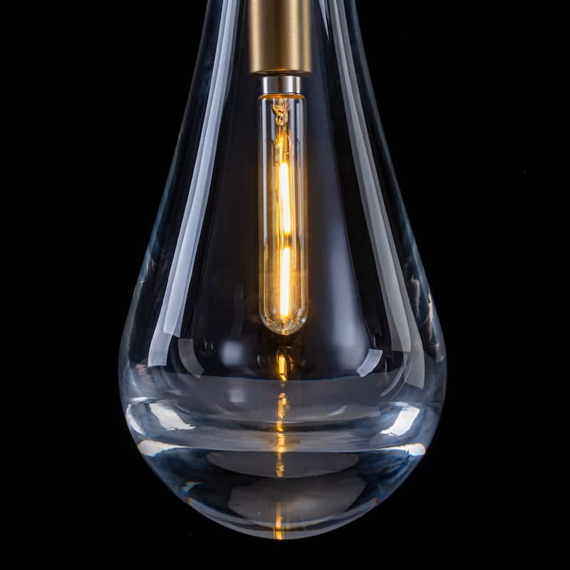Starsky 1-Light Teardrop Modern Clear Raindrop Glass Pendant
