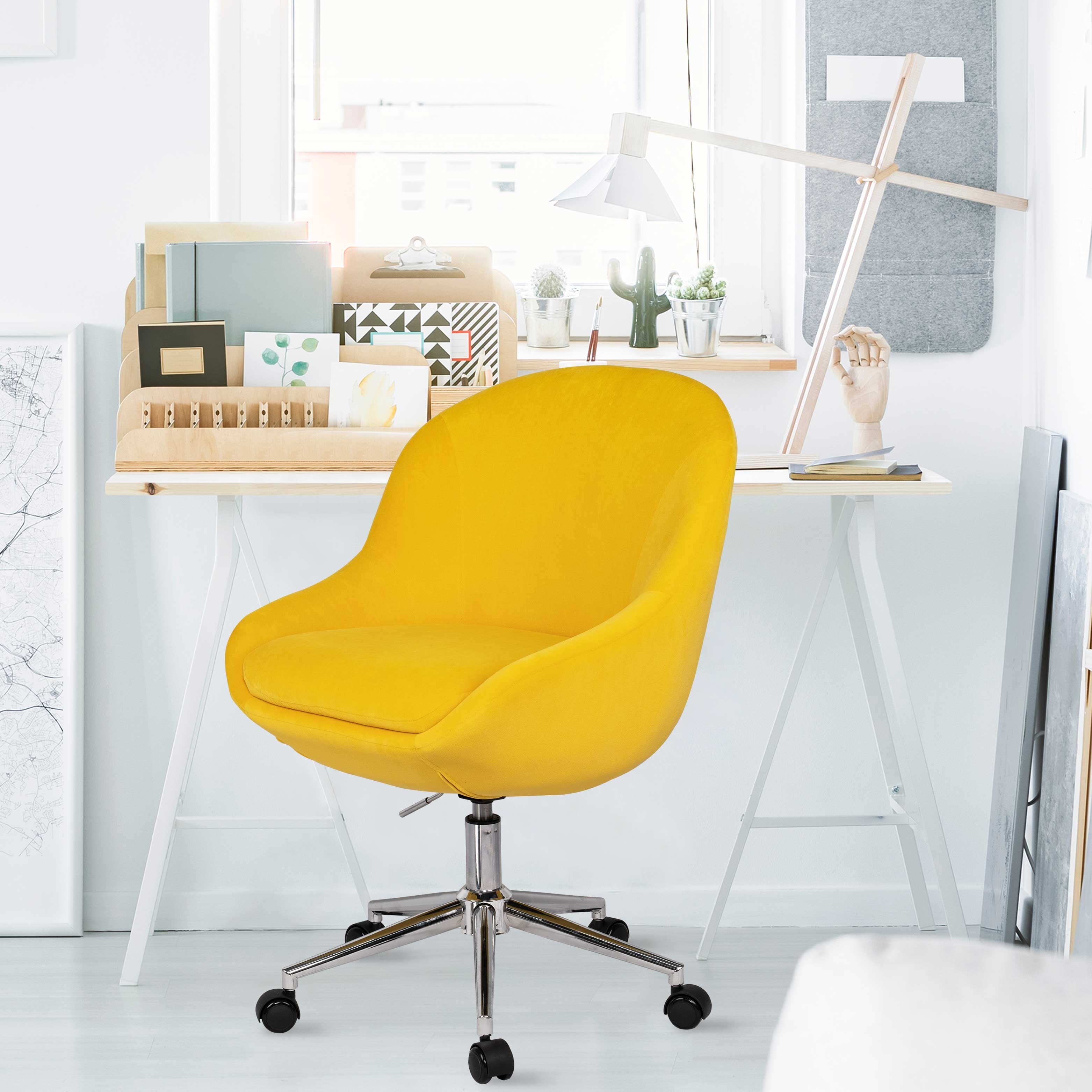 Home Swivel Office Chair Velvet Padded Seat Desk Chair Adjustable