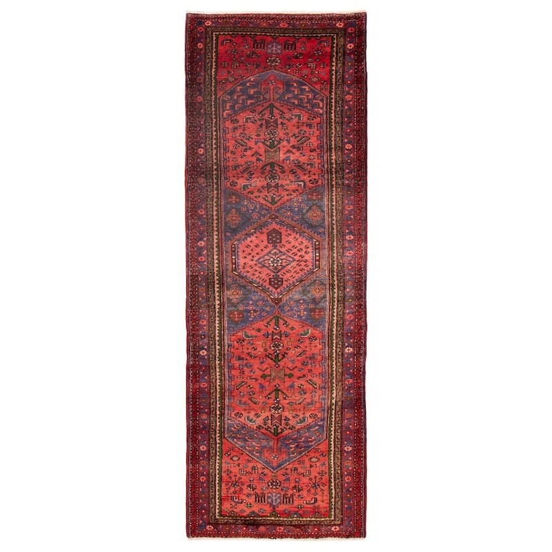 ECARPETGALLERY Hand-knotted Andelz Red Wool Rug - 3'7 x 10'10 - Red - 3'7 x 10'10