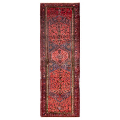 ECARPETGALLERY Hand-knotted Andelz Red Wool Rug - 3'7 x 10'10