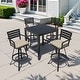preview thumbnail 37 of 37, 3/5-Piece Outdoor Bar Stool Set Aluminum Swivel Bar Stools with Sunbrella Cushion Canvas Antique Beige - Set of 5