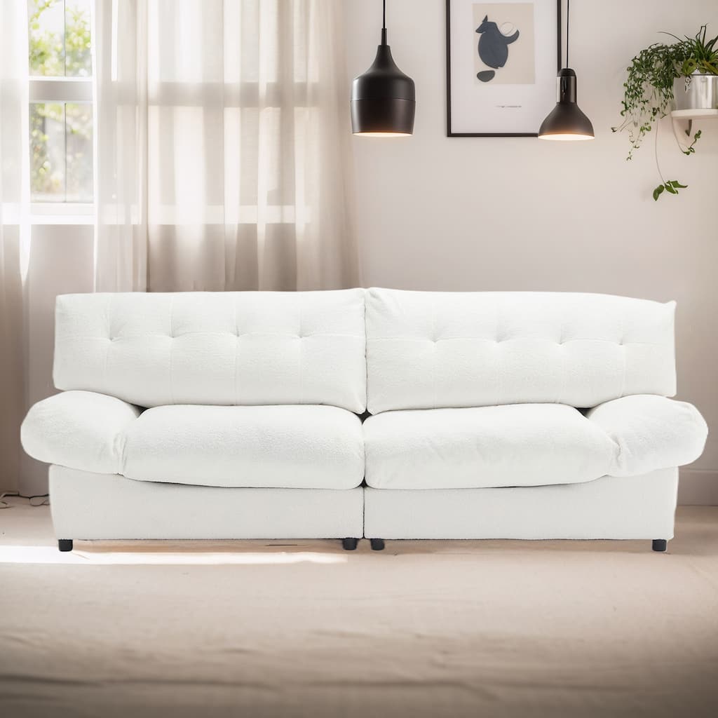 96" Cloud Style Sectional Loveseat Sofa,Modern Velvet Fabric Couches