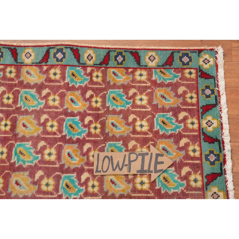 Hand Knotted Oriental 100% Wool Carpet Traditional All-Over Pink Tabriz Area Rug - 4' 5'' X 3' 0''