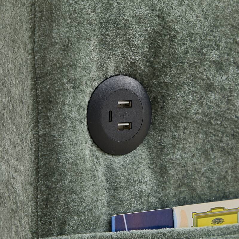 Anmytek Convertible Loveseat Sofa Bed with USB Ports and Adjustable Backrest Tufted Sleeper in Green