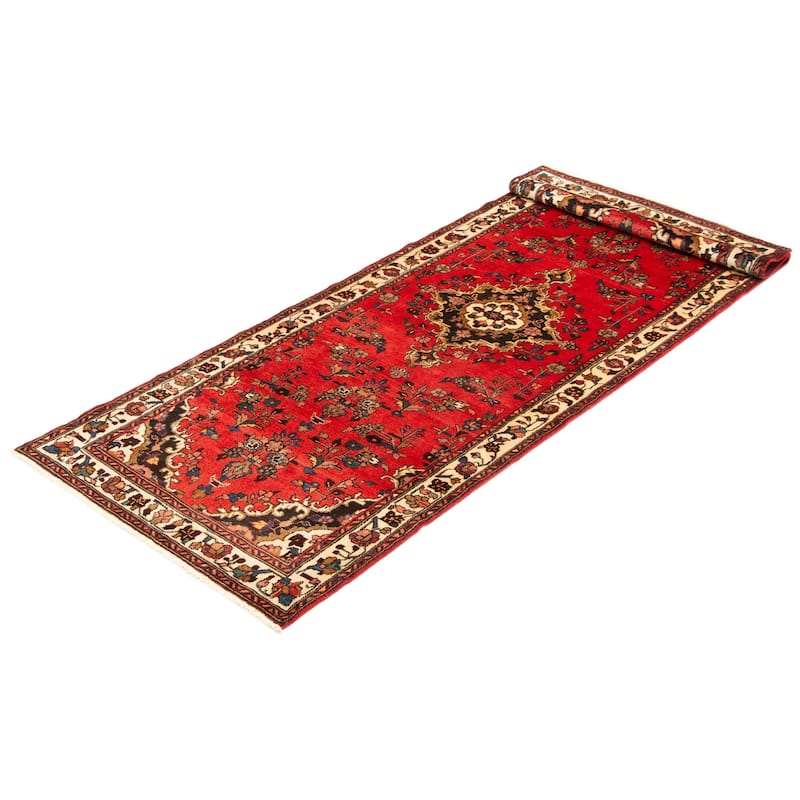 ECARPETGALLERY Hand-knotted Anadol Red Wool Rug - 3'5 x 9'6
