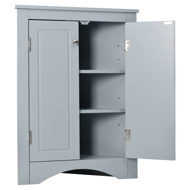 Blue Triangle Bathroom Storage Cabinet with Adjustable Shelves, Freestanding Floor Cabinet for Home Kitchen