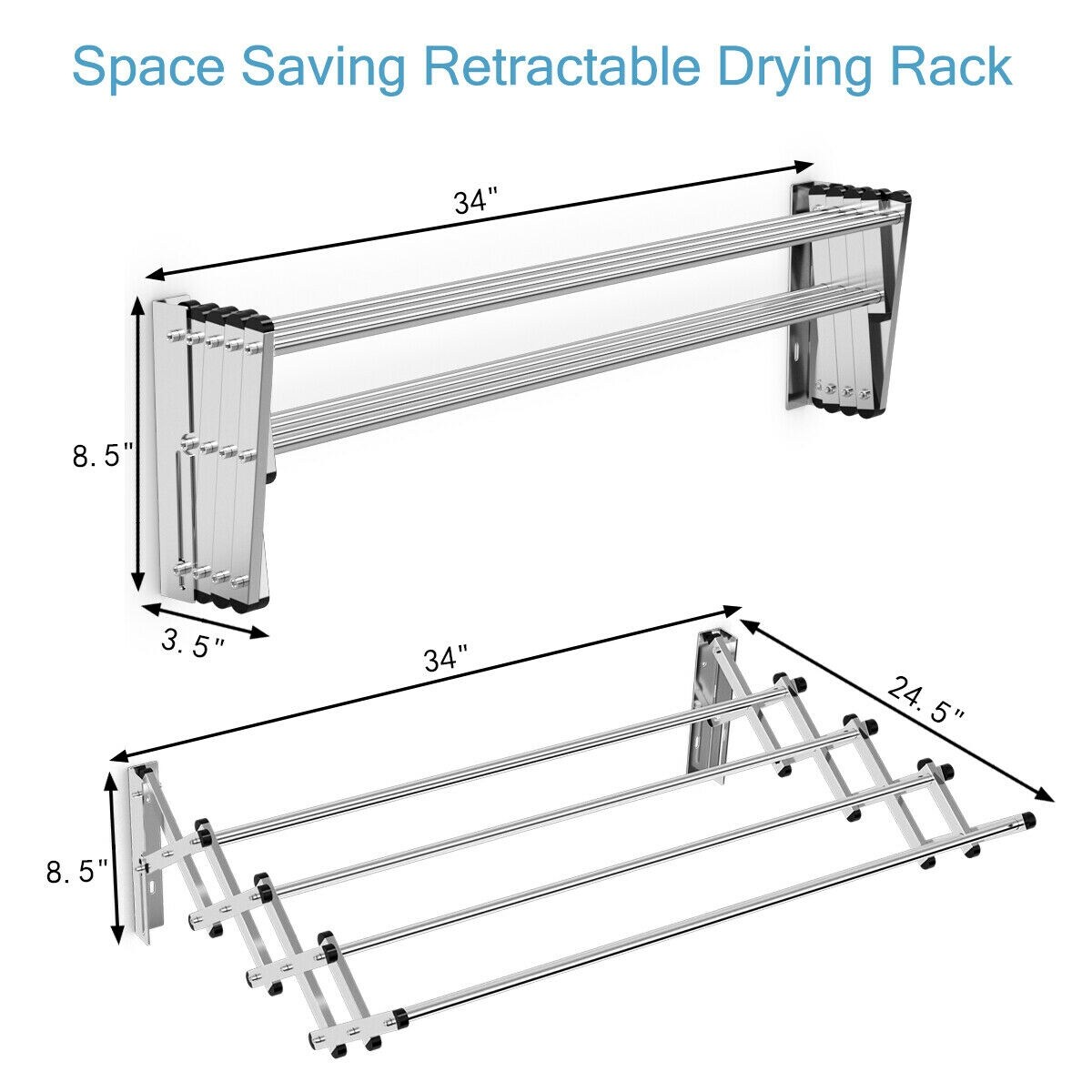 Shop Costway Stainless Wall Mounted Expandable Clothes Drying