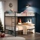 preview thumbnail 1 of 5, Modern Style Full over Full Metal Bunk Bed with 2-Side Ladder and Full-Length Guardrail, Space-saving, Black Black