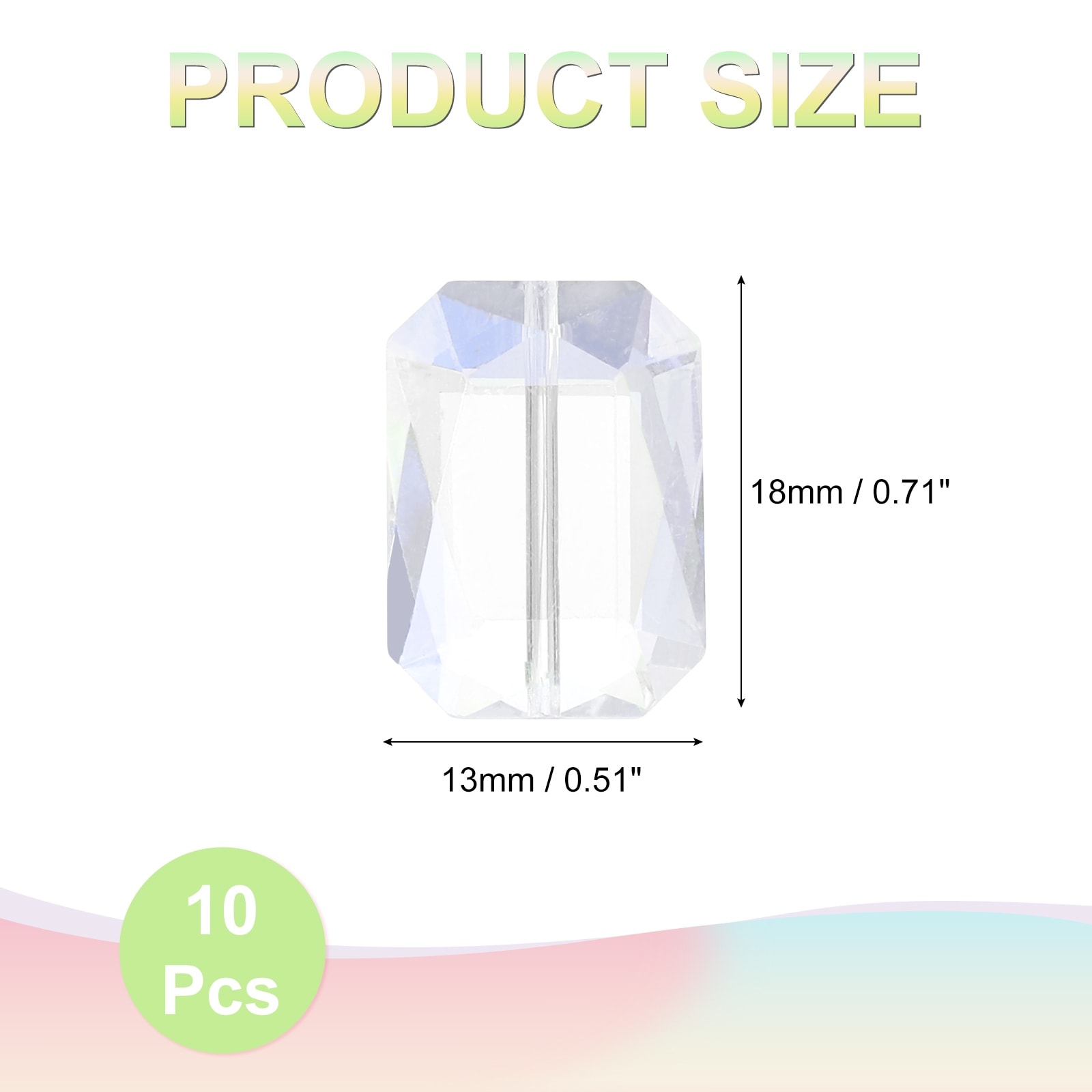 Rectangle Crystal Glass Beads, Faceted Glass Beads Clear Loose Craft Flat Square Shape Spacer Bead for DIY Bracelet Necklace