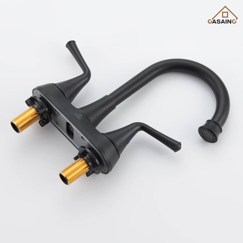 4 in. Centerset Double Handle Bathroom Faucet with Drain Kit Included