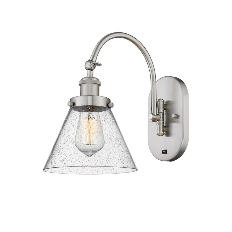 Innovations Lighting 918-1W-13-8 Cone Sconce Cone 13" Tall Wall Sconce - Brushed Satin Nickel / Seedy