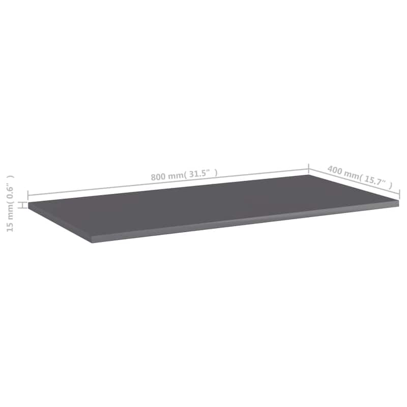 vidaXL Bookshelf Boards 8 pcs High Gloss Gray 31.5"x15.7"x0.6" Chipboard