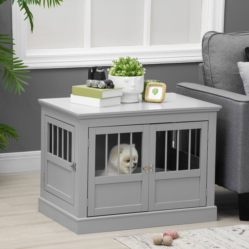 Wooden Dog Kennel Dog Crate End Table with Magnetic Doors Indoor Use Puppy Crate Dog House for Small Dogs