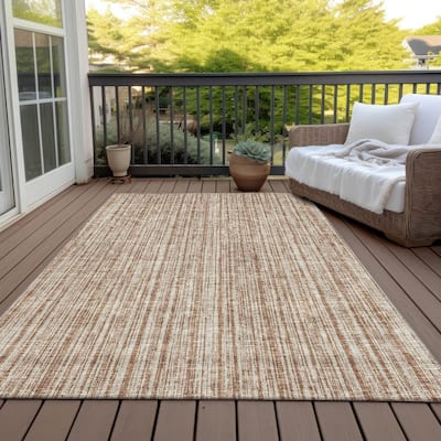 Machine Washable Indoor/ Outdoor Chantille Contemporary Striped Rug