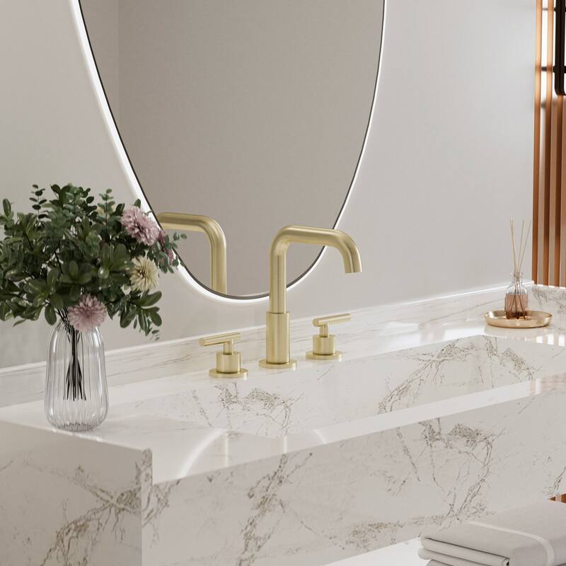Modland 3-Hole Bathroom Faucet with 360-degree Swivel Spout, CUPC Certified & Leak-Proof, Luxury Brushed Gold