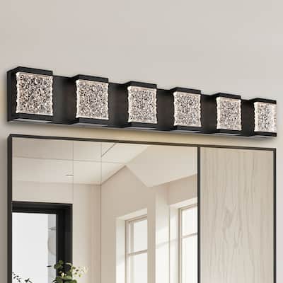 39" 6-Light LED Vanity Light with Crystal Glass