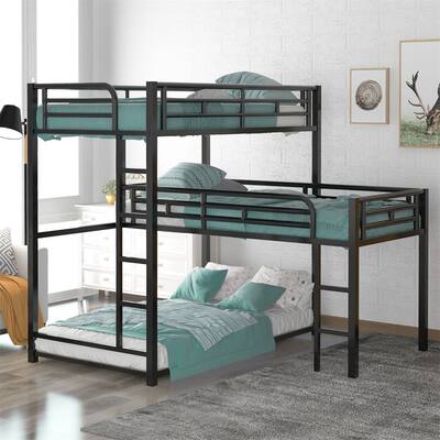 Merax L-shaped Metal Triple Twin Size Bunk Bed