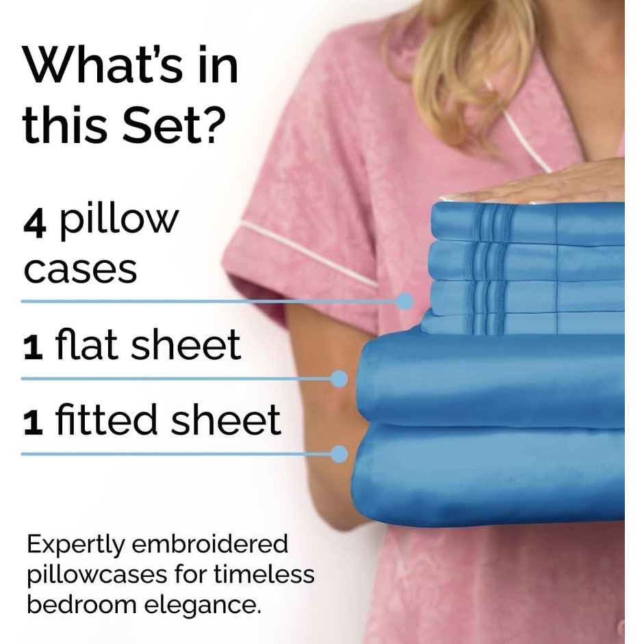 CGK Linens 6 Piece Solid Deep Pockets Microfiber, Easy-Fit Bed Sheet Set - Picture 35 of 396
