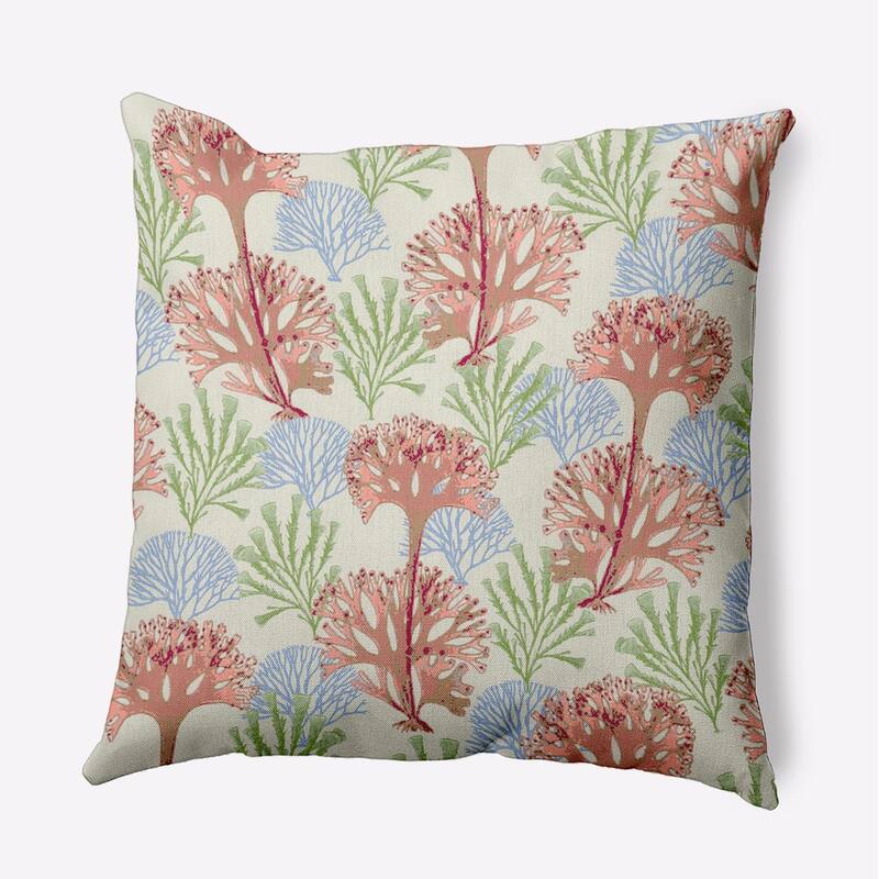 Blooms and Branches Decorative Throw Pillow - 16" x 16" - Soft Coral