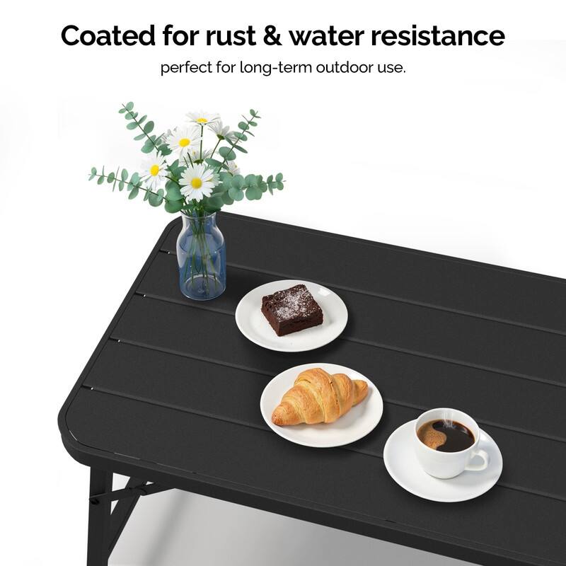 36 in. Folding Rectangle Metal Table,Outdoor Portable Picnic Table