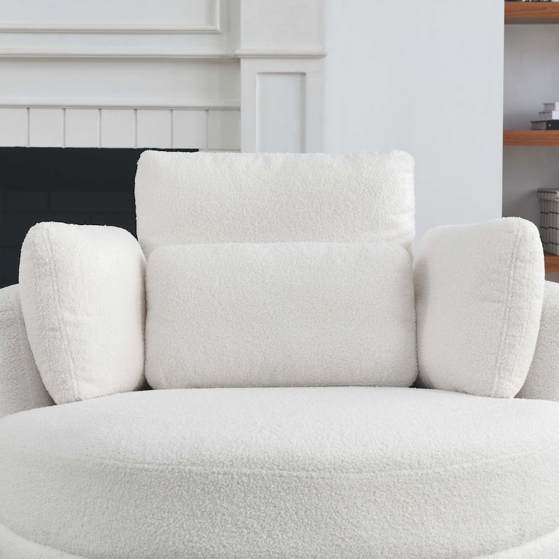 Modern Accent Round Loveseat Circle Swivel Barrel Chairs for Bedroom Cuddle Sofa Chair Lounger Armchair, 4 Pillows